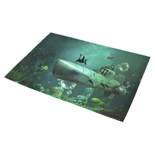 Awesome submarine with orca Azalea Doormat 30" x 18" (Sponge Material)