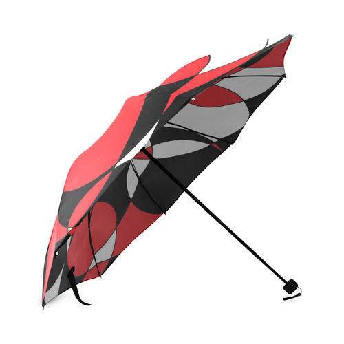 Black, White and Red Ellipticals Foldable Umbrella (Model U01)