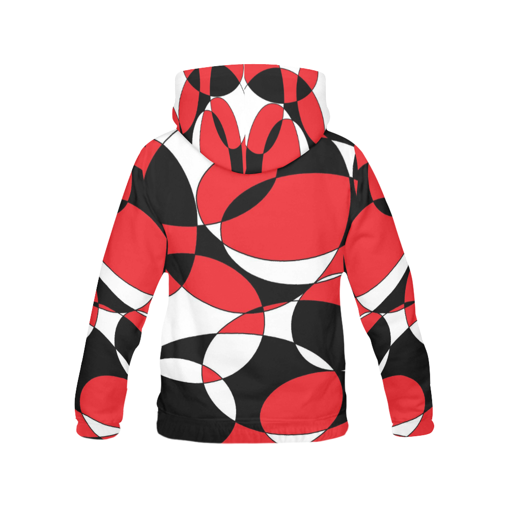 Black, White and Red Ellipticals All Over Print Hoodie for Women (USA Size) (Model H13)