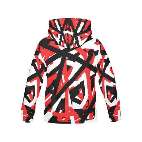 Red, Black and White Graffiti All Over Print Hoodie for Women (USA Size) (Model H13)