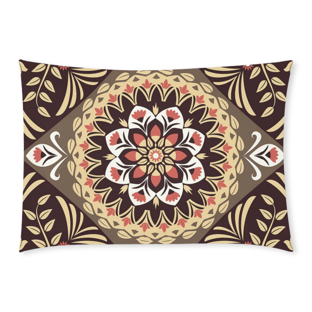 Chocolate Tulip Mandala Custom Rectangle Pillow Case 20x30 (One Side)