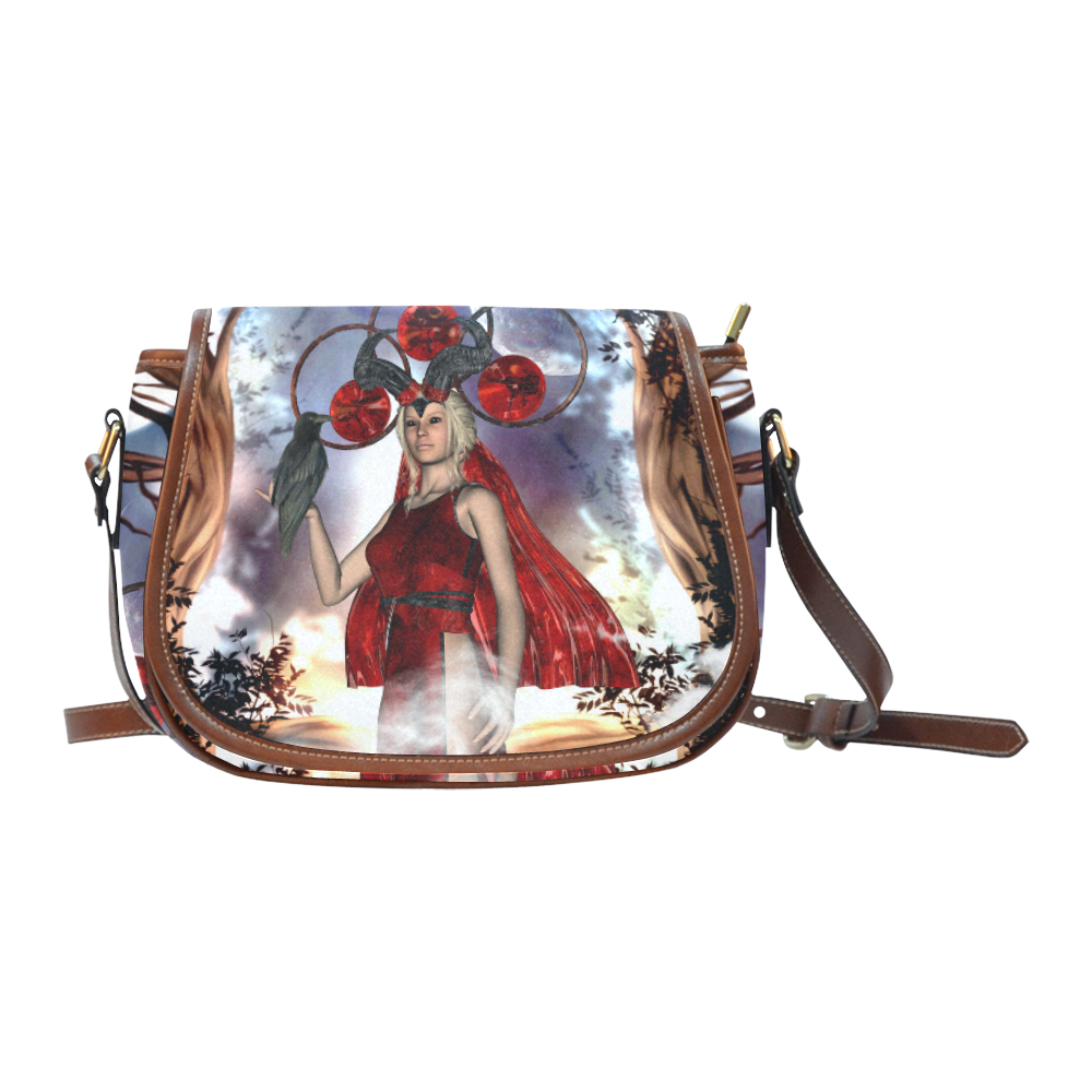 The dark fairy with crow Saddle Bag/Small (Model 1649) Full Customization