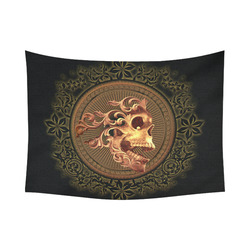 Amazing skull with floral elements Cotton Linen Wall Tapestry 80"x 60"