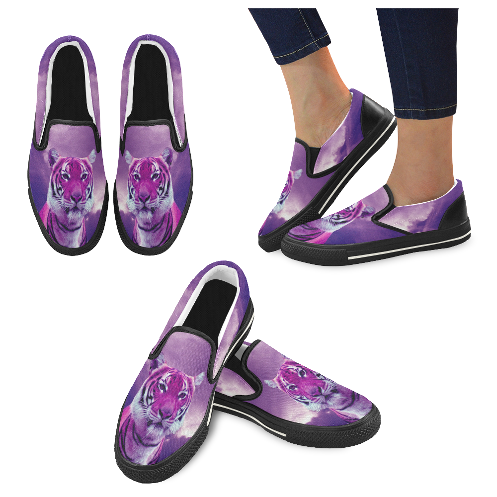 Purple Tiger Men's Slip-on Canvas Shoes (Model 019)