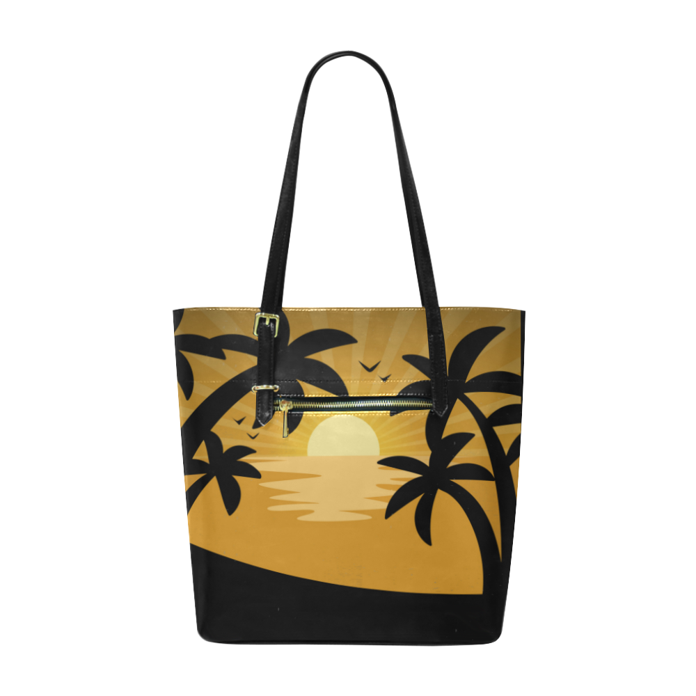 Tropical Sunset Palm Trees Summer Euramerican Tote Bag/Small (Model 1655)