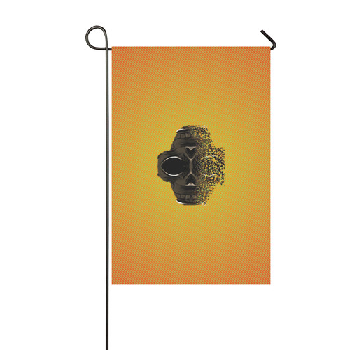 fractal black skull portrait with orange abstract background Garden Flag 12‘’x18‘’（Without Flagpole）