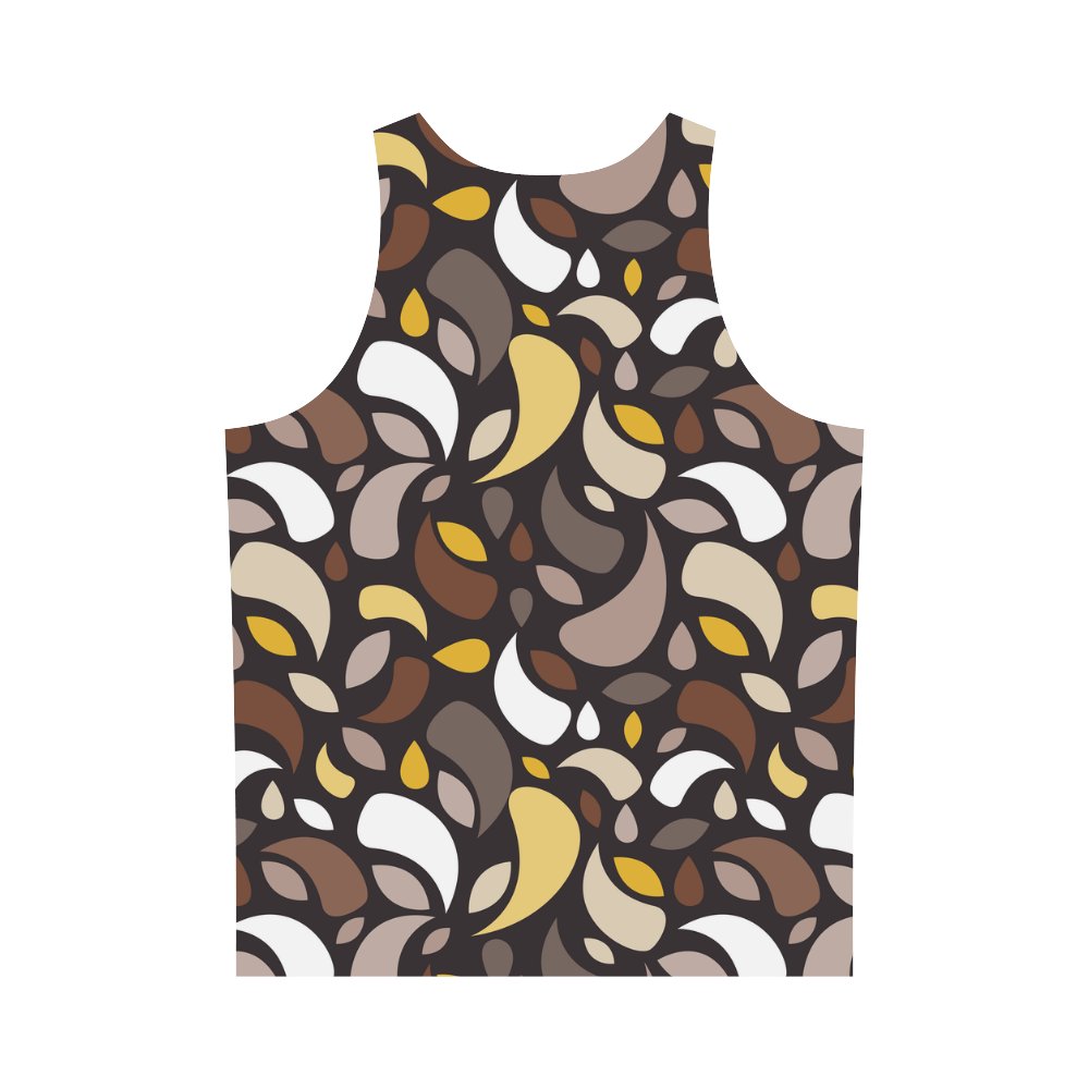 Brown Leaves And Geometric Shapes All Over Print Tank Top for Men (Model T43)
