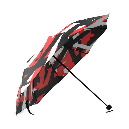 Red, Black and White Graffiti Foldable Umbrella (Model U01)
