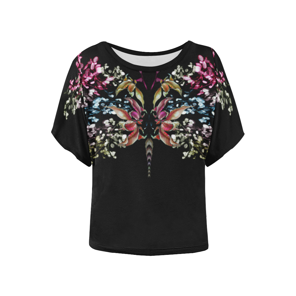 butterfly3 2 Women's Batwing-Sleeved Blouse T shirt (Model T44)