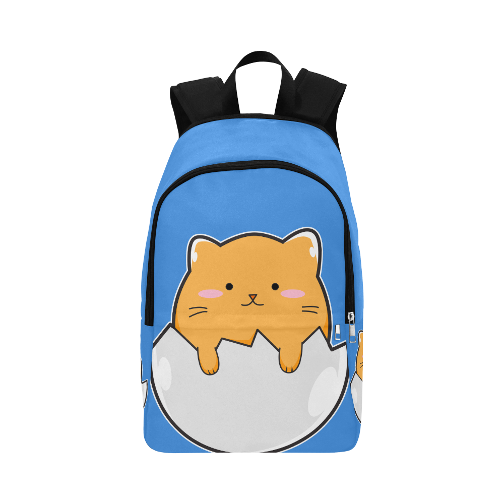 Happy Cartoon Cat Egg Fabric Backpack for Adult (Model 1659)