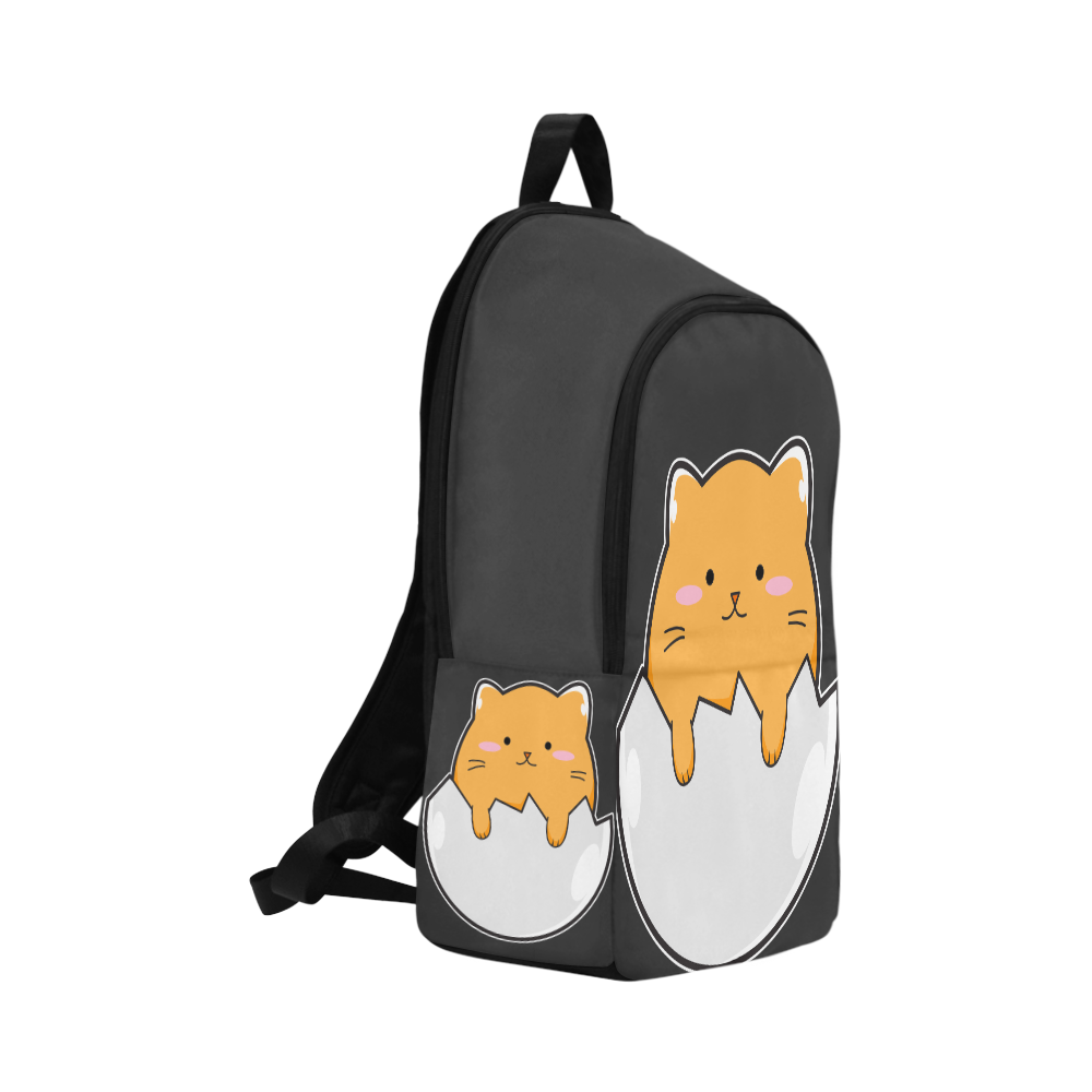 Happy Cartoon Cat Egg Fabric Backpack for Adult (Model 1659)