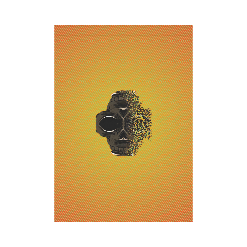 fractal black skull portrait with orange abstract background Garden Flag 28''x40'' （Without Flagpole）