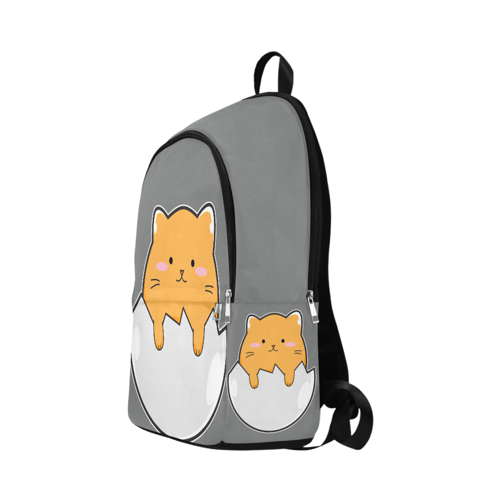 Happy Cartoon Cat Egg Fabric Backpack for Adult (Model 1659)