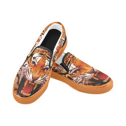 Tiger and Flame Slip-on Canvas Shoes for Men/Large Size (Model 019)