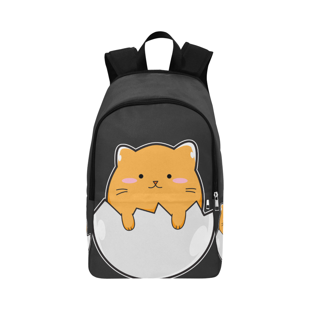 Happy Cartoon Cat Egg Fabric Backpack for Adult (Model 1659)