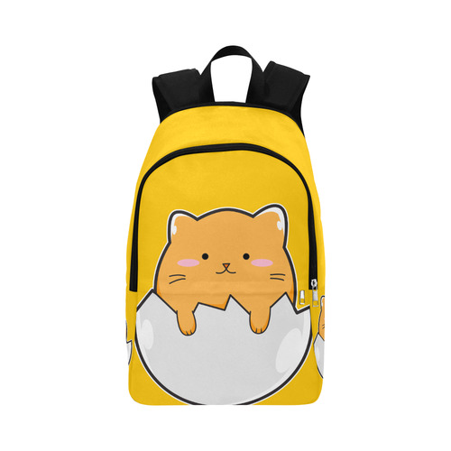 Happy Cartoon Cat Egg Fabric Backpack for Adult (Model 1659)