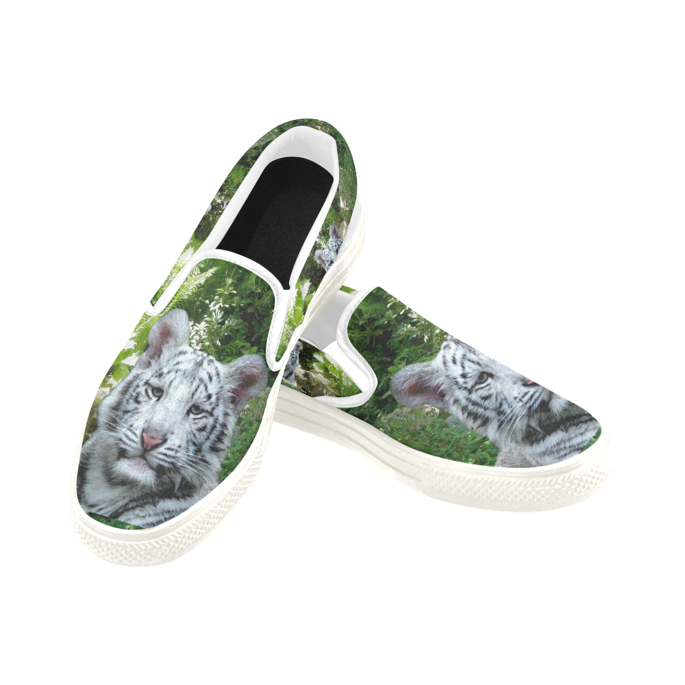 White Tiger Slip-on Canvas Shoes for Men/Large Size (Model 019)