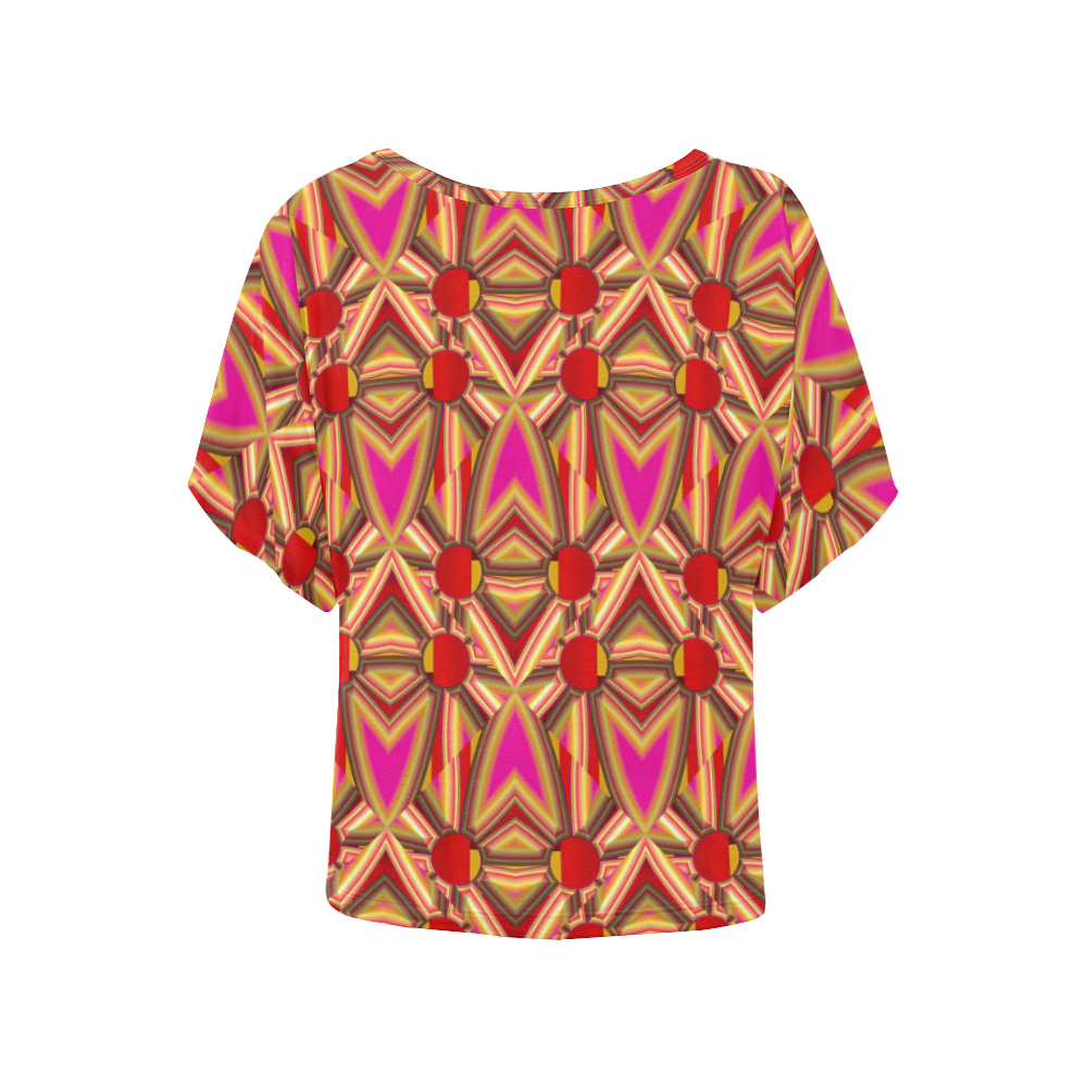 Pink Gold Pattern by AsriTara Women's Batwing-Sleeved Blouse T shirt (Model T44)