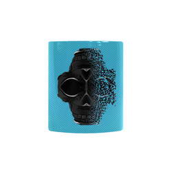 fractal black skull portrait with blue abstract background Custom Morphing Mug