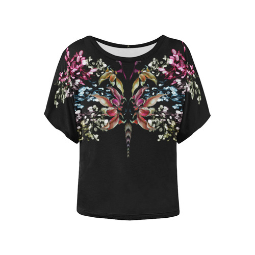 butterfly3 Women's Batwing-Sleeved Blouse T shirt (Model T44)