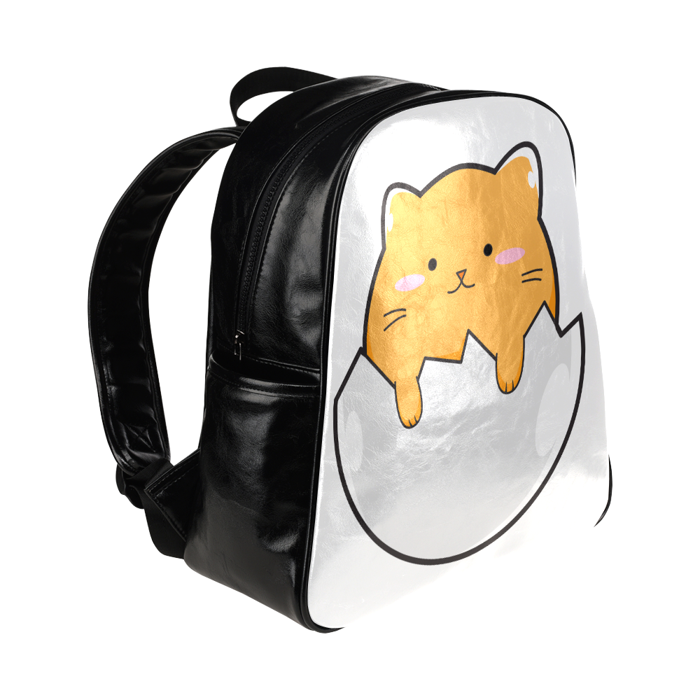 Happy Cartoon Cat Egg Multi-Pockets Backpack (Model 1636)