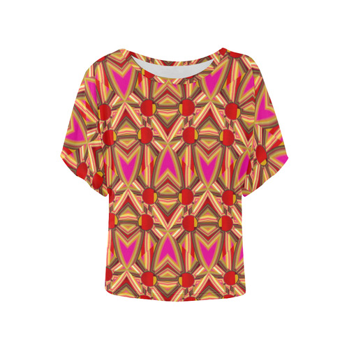 Pink Gold Pattern by AsriTara Women's Batwing-Sleeved Blouse T shirt (Model T44)
