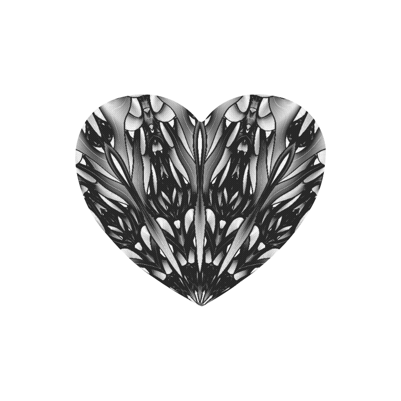 Black and white gothic lace mandala Upwards Version Heart-shaped Mousepad
