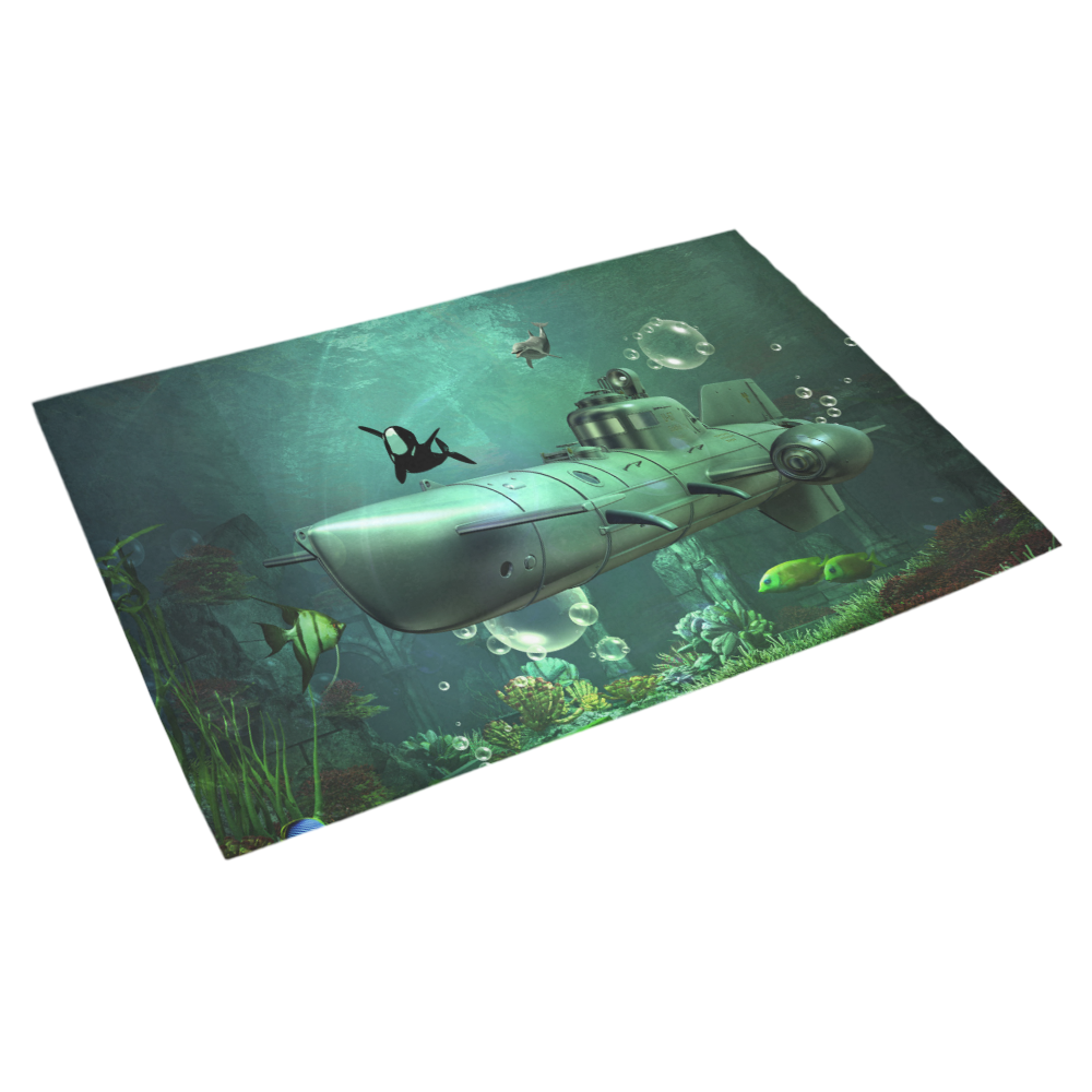 Awesome submarine with orca Azalea Doormat 30" x 18" (Sponge Material)