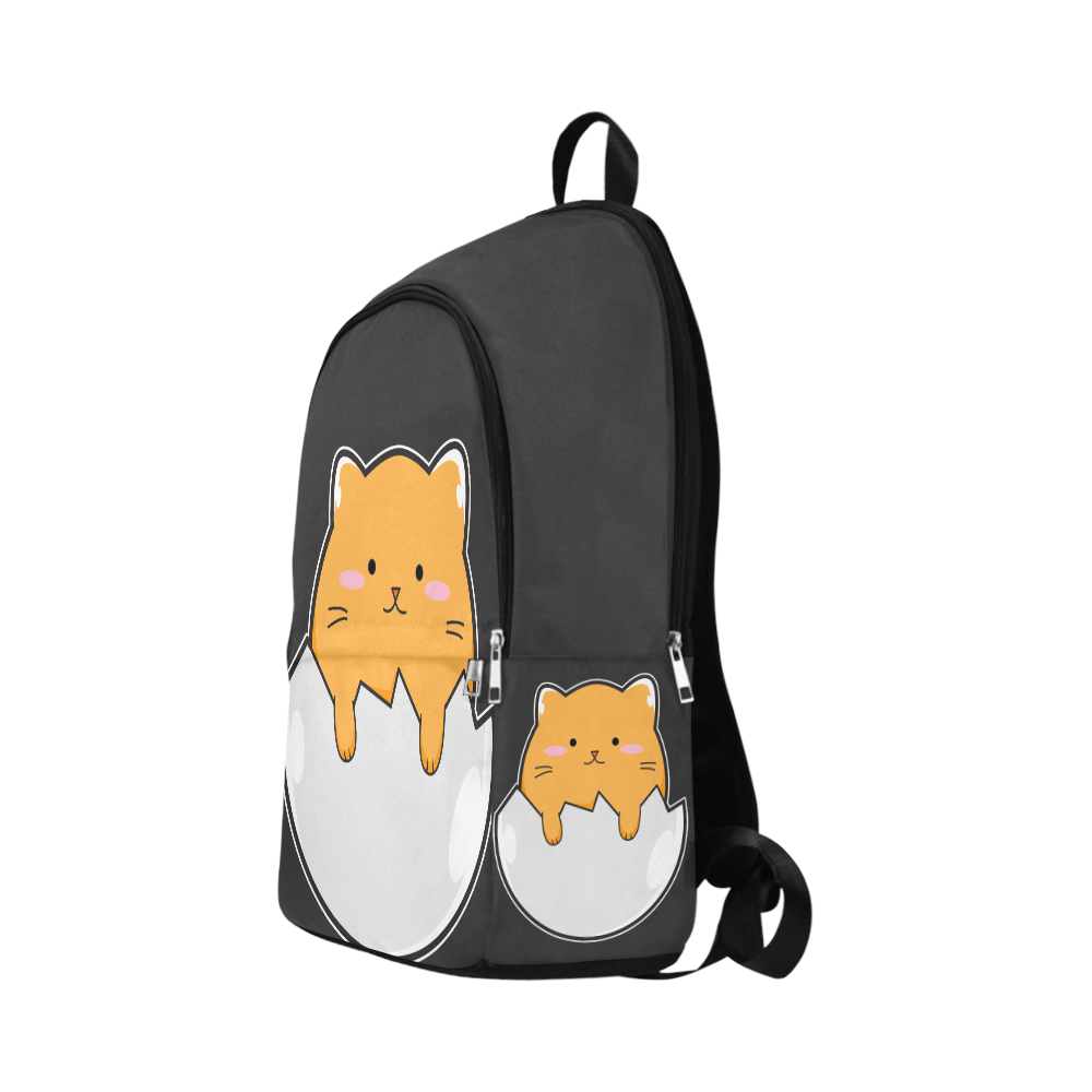 Happy Cartoon Cat Egg Fabric Backpack for Adult (Model 1659)