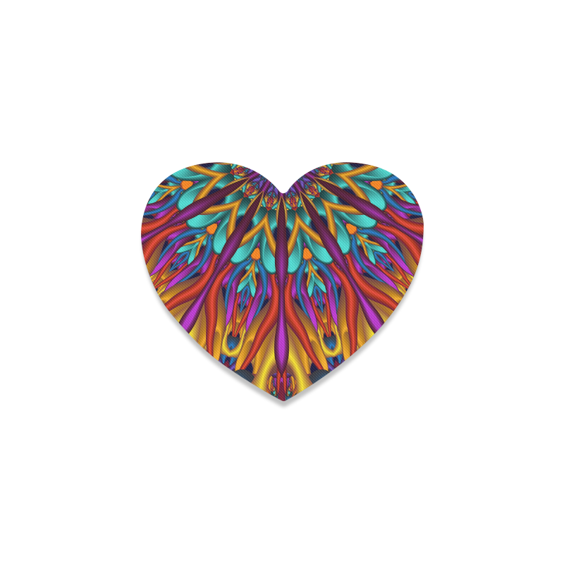 Amazing colors fractal mandala Downwards Version Heart Coaster