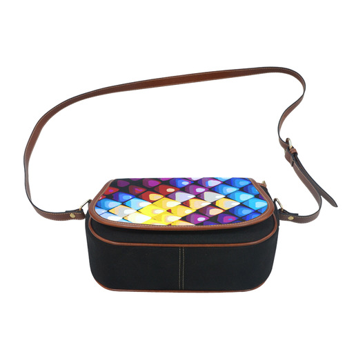 Abstract Colors Red Blue Yellow Purple Saddle Bag/Small (Model 1649)(Flap Customization)