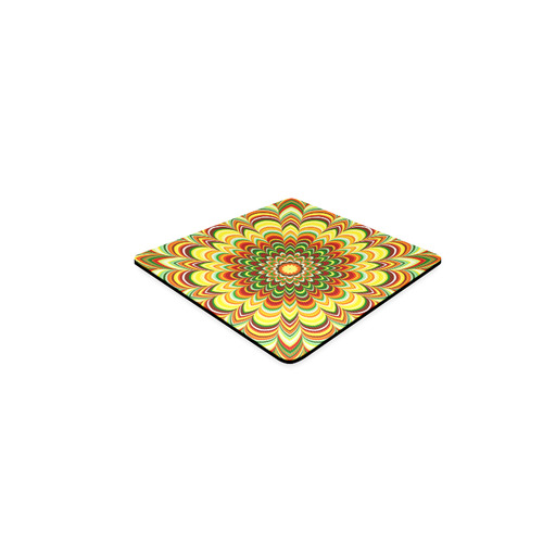 Colorful flower striped mandala Square Coaster