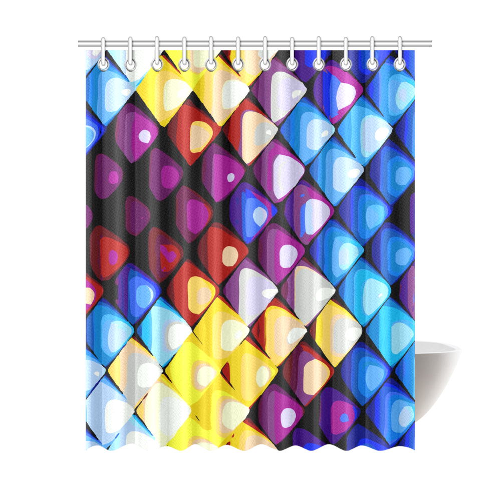 Abstract Colors Red Blue Yellow Purple Shower Curtain 69"x84"