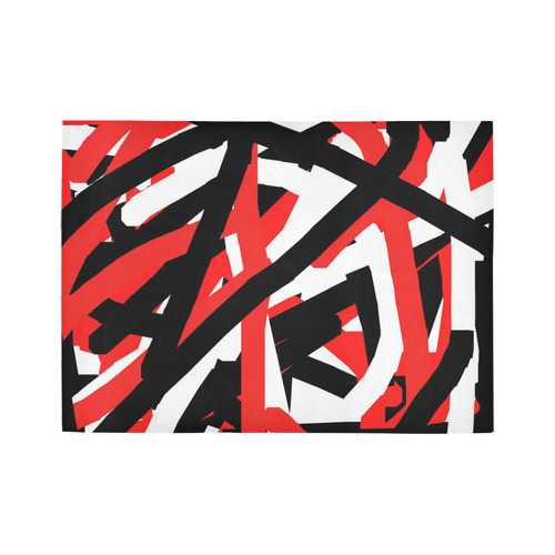 Red, Black and White Graffiti Area Rug7'x5'