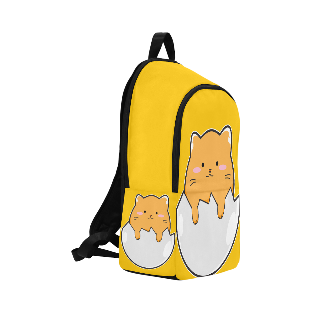 Happy Cartoon Cat Egg Fabric Backpack for Adult (Model 1659)