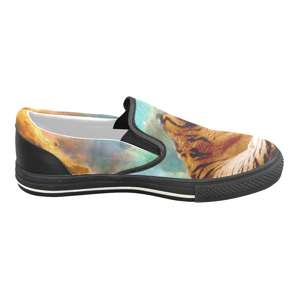 Tiger and Nebula Men's Slip-on Canvas Shoes (Model 019)