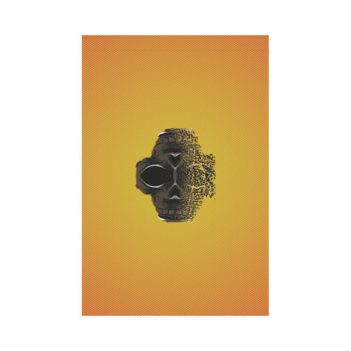 fractal black skull portrait with orange abstract background Garden Flag 12‘’x18‘’（Without Flagpole）
