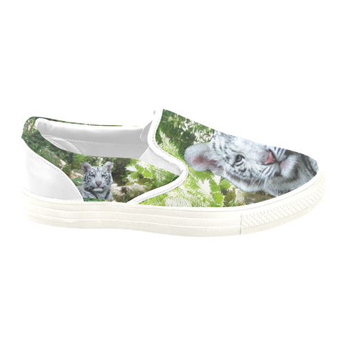 White Tiger Slip-on Canvas Shoes for Men/Large Size (Model 019)