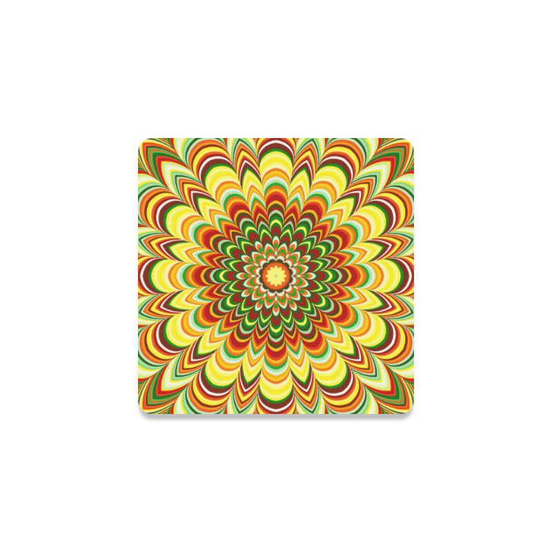 Colorful flower striped mandala Square Coaster