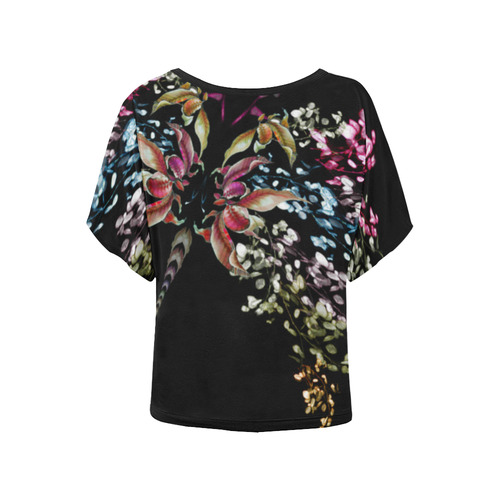 butterfly3 Women's Batwing-Sleeved Blouse T shirt (Model T44)