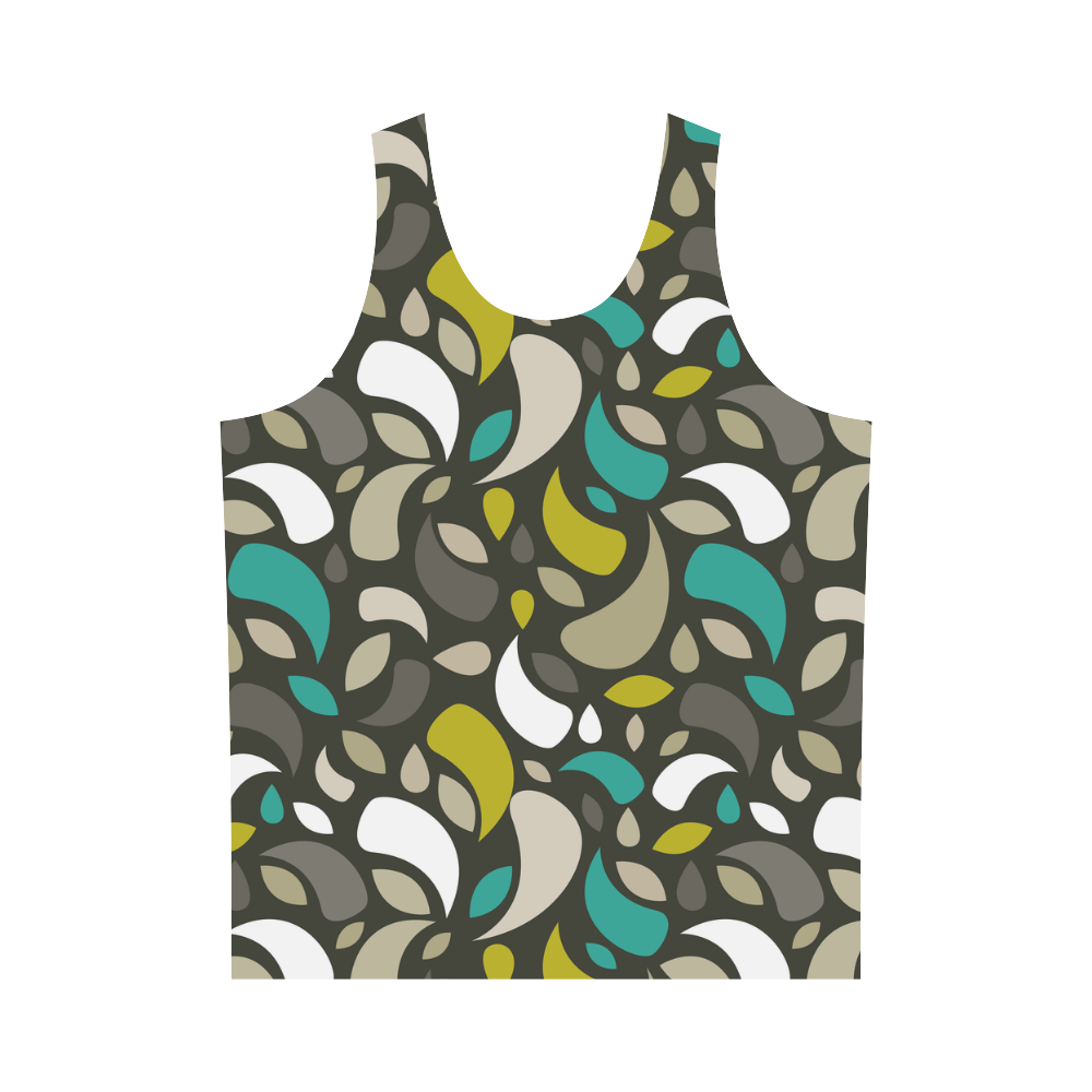 Leaves And Geometric Shapes All Over Print Tank Top for Men (Model T43)