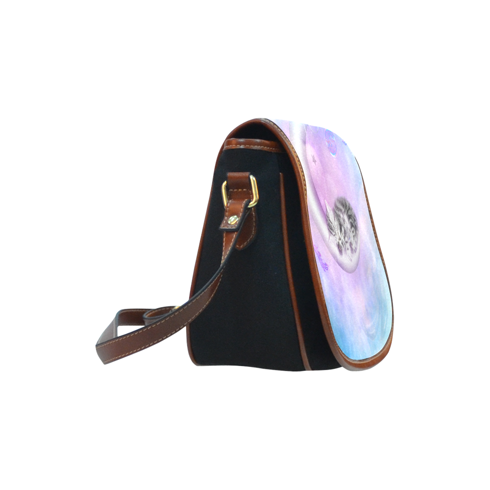 Cute sleeping kitten Saddle Bag/Small (Model 1649)(Flap Customization)