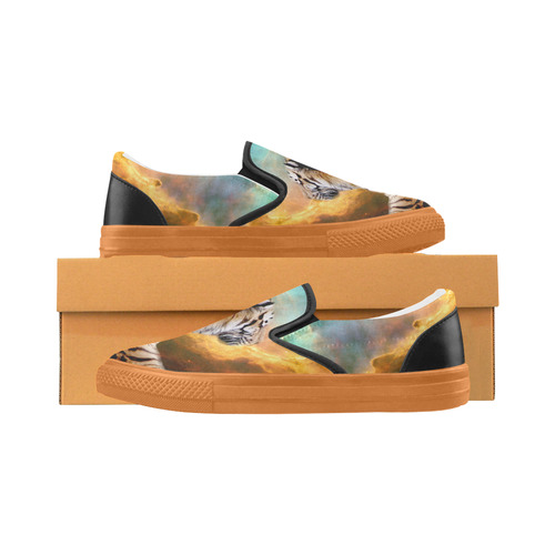 Tiger and Nebula Slip-on Canvas Shoes for Men/Large Size (Model 019)