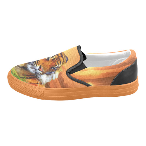 Sumatran Tiger Slip-on Canvas Shoes for Men/Large Size (Model 019)