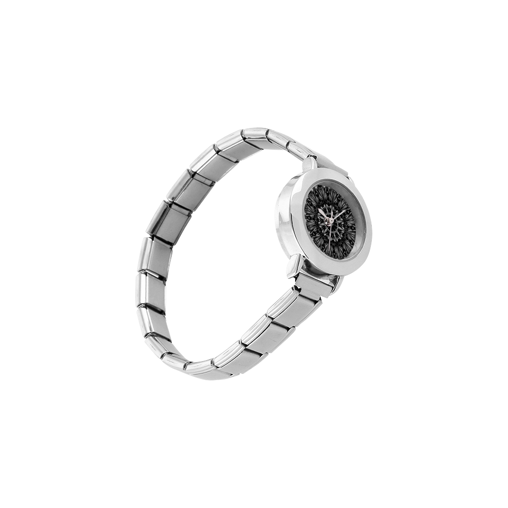 Black and white gothic lace mandala Women's Italian Charm Watch(Model 107)
