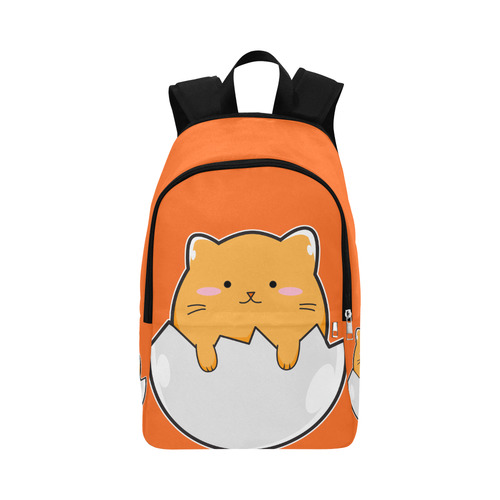 Happy Cartoon Cat Egg Fabric Backpack for Adult (Model 1659)