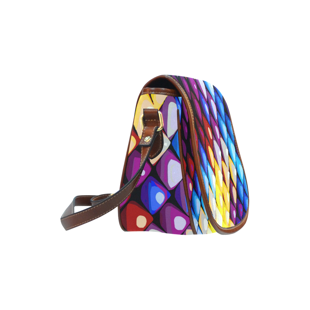 Abstract Colors Red Blue Yellow Purple Saddle Bag/Small (Model 1649) Full Customization