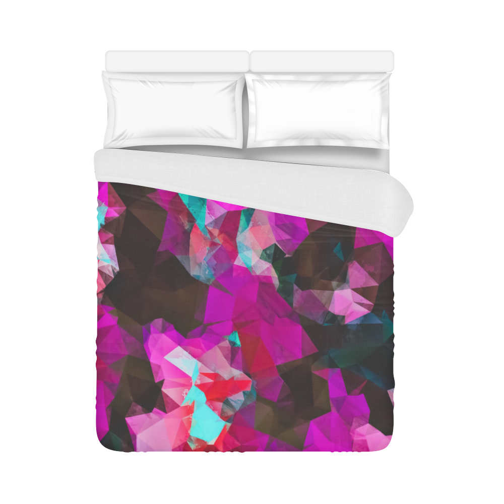 psychedelic geometric polygon abstract pattern in purple pink blue Duvet Cover 86"x70" ( All-over-print)