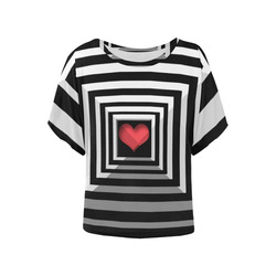 Op Art das herz im Tunnel by Asris Women's Batwing-Sleeved Blouse T shirt (Model T44)