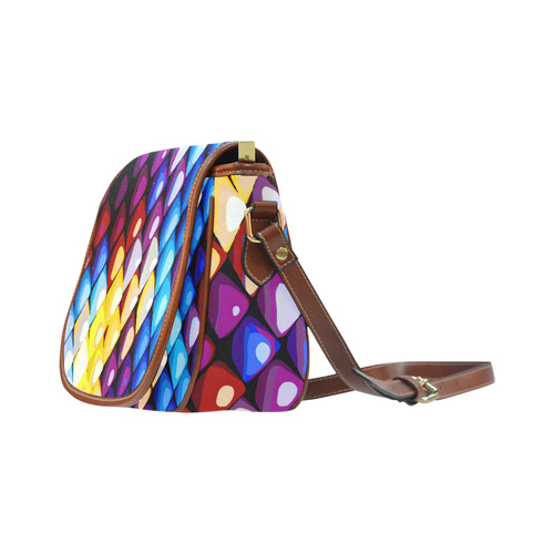 Abstract Colors Red Blue Yellow Purple Saddle Bag/Small (Model 1649) Full Customization